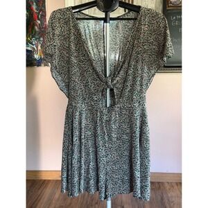 Blue Floral Fit and Flare Romantic Mini Dress Green Red White Medium